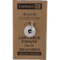 Кабель UTP ExeGate 4 пары, категория 5e, медь, 26AWG, бухта 305м, серый, PVC 264556