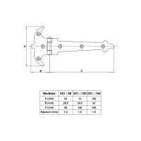 Фигурная петля Amig покрытие антик 551-90х55х1,5А