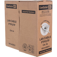 Кабель UTP ExeGate 4 пары, категория 5e, Special CCA, 26AWG, бухта 100м, серый, PVC 281818