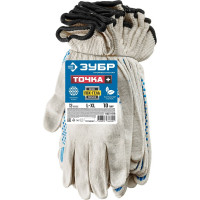 Перчатки с ПВХ-гель покрытием ЗУБР Точка+, размер L-XL, 10 пар, 11451-K10