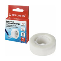 Матовая клейкая лента BRAUBERG 19 мм х 33 м невидимая 227257