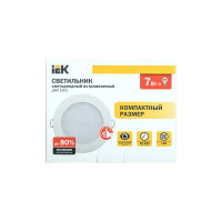 Светильник IEK ДВО 1601, белый, круг, LED, 7вт, 3000 К, IP20 LDVO0-1601-1-7-K01