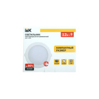 Светильник IEK ДВО 1606, белый, круг, LED, 12вт, 6500 К, IP20 LDVO0-1606-1-12-6500-K01