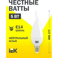 Лампа IEK LED CB35, свеча на ветру, 5вт, 230В, 4000К, E14 LLE-CB35-5-230-40-E14