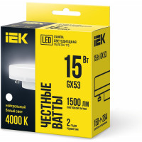 Лампа IEK LED T75 таблетка 15вт 230В 4000К GX53 LLE-T80-15-230-40-GX53