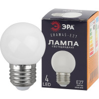 Светодиодная лампа ЭРА ERAW45E27 LED Р451WE27, шар, 4SMD, 1W, E27, для белтлайт, 10/100/6000, белый Б0049577