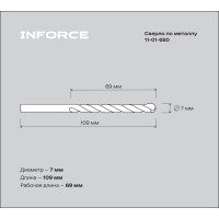 Сверло по металлу HSS-G (7х109х69 мм) Inforce 11-01-680