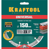Диск алмазный сегментный по железобетону и бетону KRAFTOOL Universal 150х22 мм 36680-150