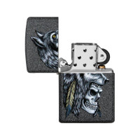 Зажигалка ZIPPO Wolf Skull с покрытием Iron Stone, 38x13x57 мм, 29863