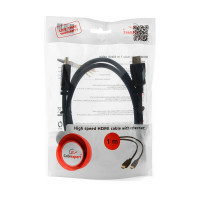 Кабель HDMI Cablexpert, 1м, v2,0, 19M/19M, медь, черный, позолоченные разъемы, экран, пакет CC-HDMI4-1M