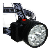 Фонарь ЕРМАК налобный аккумуляторный 8 ярк.+ 0,5 Вт LED, вилка 220В, 8,8x7,4х8,5см 328-047