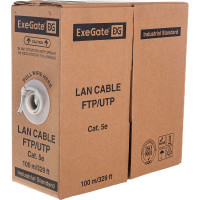 Кабель UTP ExeGate 4 пары, категория 5e, Special CCA, 26AWG, бухта 100м, серый, PVC 281818