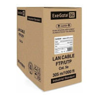 Кабель S/FTP ExeGate 4 пары, категория 5e, медь, 24AWG, экран, бухта 305м, серый, PVC 281809