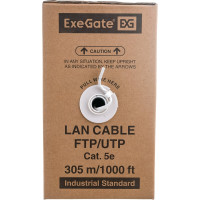 Кабель UTP ExeGate 4 пары, категория 5e, CCA, 24AWG, бухта 305м, серый, PVC 138965