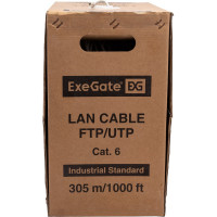 Кабель UTP ExeGate 4 пары, категория 6, CCA, 23AWG, бухта 305м, серый PVC 186134