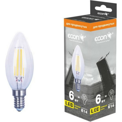 ECON LED CN 6Вт E14 2700K B35 FIL 926011