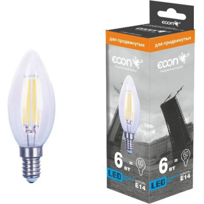 ECON LED CN 6Вт E14 4200K B35 FIL 926010