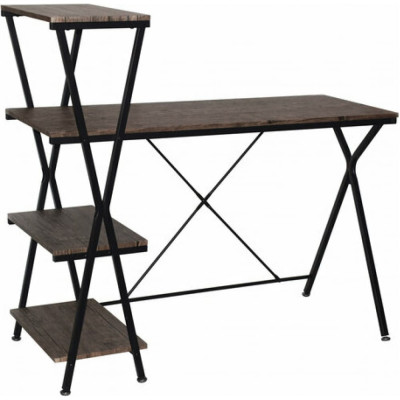 BRABIX Стол на металлокаркасе LOFT CD-004 ш1200*г535*в1110мм 3 полки цвет морёный дуб 641218