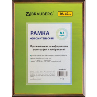 BRAUBERG Рамка 30х40 см, пластик, багет 14 мм