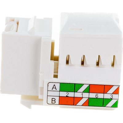 LANMASTER Модуль Keystone RJ45, кат.6, UTP, 90 градусов, белый, LAN-OK45U6/90P-WH