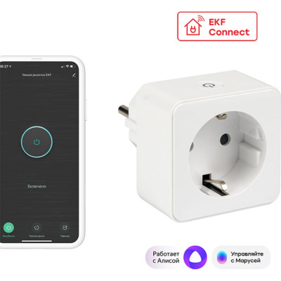 EKF Умная розетка Сonnect Wi-Fi белая RCS-1-WF