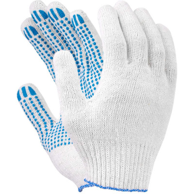 Перчатки хлопчатобумажные с ПВХ FORT 10 класс, 4 нити, 40гр, белые 00-10010831