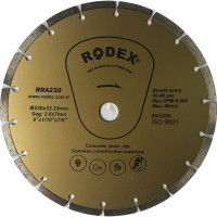 Отрезной алмазный диск сегментный универсальный 230мм RODEX RRA230