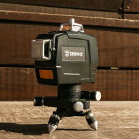 Лазерный самовыравнивающийся уровень DEKO DKLL12PG1 360/3 SET2, зеленый луч, 12 линий, штатив 1.2 м 065-0235