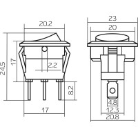 Клавишный круглый выключатель duwi 250V 6А 3с ON-OFF красный с подсветкой RWB-214, SC-214, 26848 2