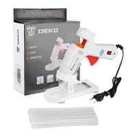 Клеевой термопистолет DEKO DKGG100 100Вт, SET4, подставка, набор клеевых стержней 063-4971