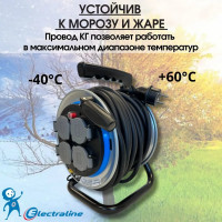 Удлинитель на катушке силовой Electraline FIXED PLATE с 4 гнезд.и защитой от перегруз.каб. H07RN-F 49030