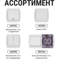 Выключатель на 2 направления двухклавишный накладной, белый IP44 TDM ELECTRIC 10А, серия "Селигер" SQ1818-0012