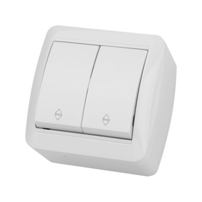 Выключатель на 2 направления двухклавишный накладной, белый IP44 TDM ELECTRIC 10А, серия "Селигер" SQ1818-0012