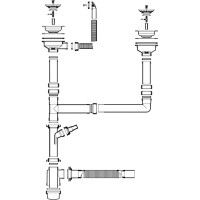 Большой двойной выпуск UKINOX с переливом, сифоном и гофросифоном S801