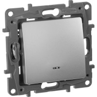 Выключатель Legrand одноклавишный с подсветкой/индикацией Legrand Etika 10А 250В безвинтовые зажимы алюминий 672403