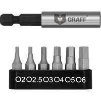 Набор бит с магнитным держателем (6 шт; HEX) GRAFF 4604