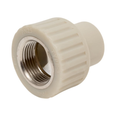 Муфта RTP PN25 комбинированная, внутренняя резьба, D20х3/4 мм, серая 10934