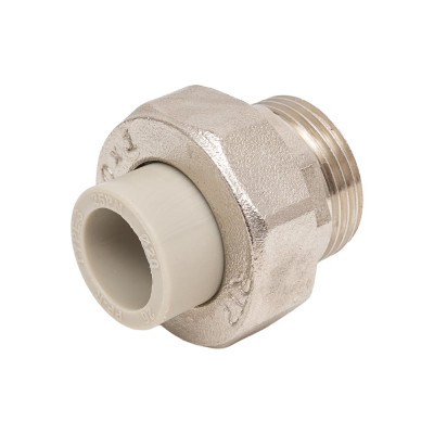 Муфта комбинированная RTP разъемная, американка, наружная резьба, D20х1 мм, серая 15808