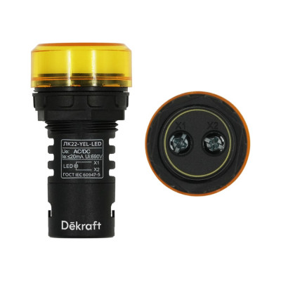 Лампа коммутационная DEKraft ЛК-22, IP54, желтый 25004DEK