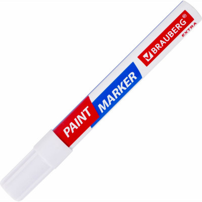 Лаковый маркер-краска BRAUBERG EXTRA paint marker 4 мм, белый, улучшенная нитро-основа, 151978
