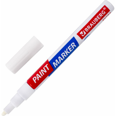 Лаковый маркер-краска BRAUBERG EXTRA paint marker 2 мм, белый, улучшенная нитро-основа, 151967