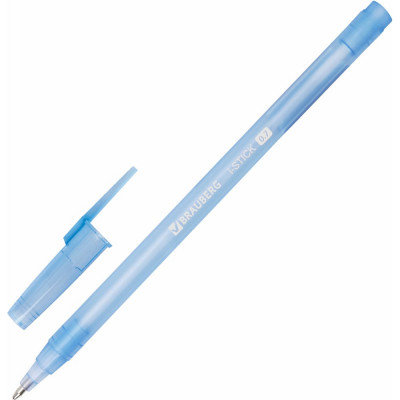 Ручка 50 шт в упаковке BRAUBERG шариковая i-STICK СИНЯЯ пишущий узел 07мм линия письма 035мм  143442