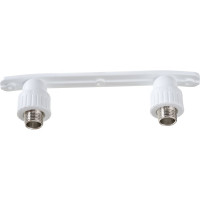 Угольник RTP PN25 комбинированный, с креплением, двойной под смеситель, наружная резьба, D20х1/2 мм 10703