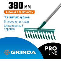 Грабли с алюминиевым черенком GRINDA PROLine 12 витых зубцов 39585