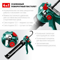 Скелетный пистолет для герметика KRAFTOOL 4-in-1, 310 мл 06675
