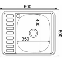Мойка mixline 50х60х18 см, 0.8, правый выпуск 3 1/2, с сифоном 538195