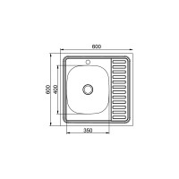 Мойка mixline 60х60х16 см, 0.4, правый выпуск 1 1/2 527969