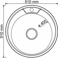 Мойка mixline круглая, 51х51х18 см, 0.8, выпуск 3 1/2, с сифоном, декор 532307