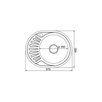 Мойка mixline овальная, 45х57х18 см, 0.8, правый выпуск 3 1/2, с сифоном, декор 532303