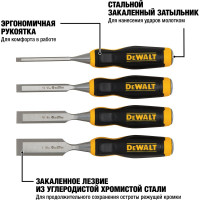 Набор стамесок DEWALT 4 шт, 6, 12, 18, 25 мм DWHT0-16063